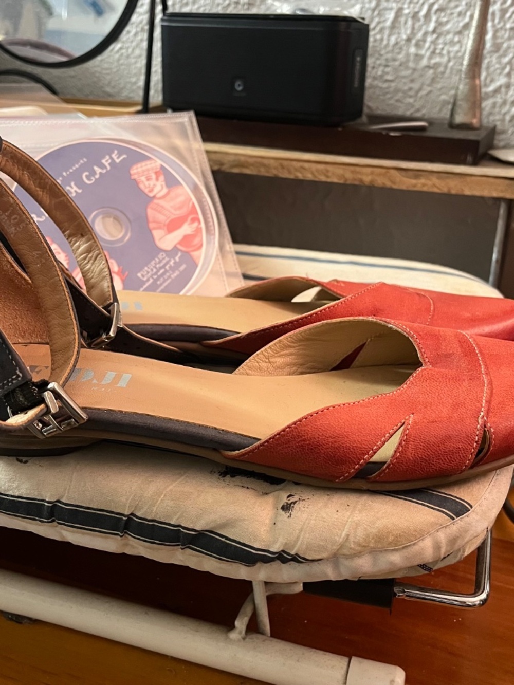 Fidji flats ankle strap red and black 10 41 - Picture 2 of 6